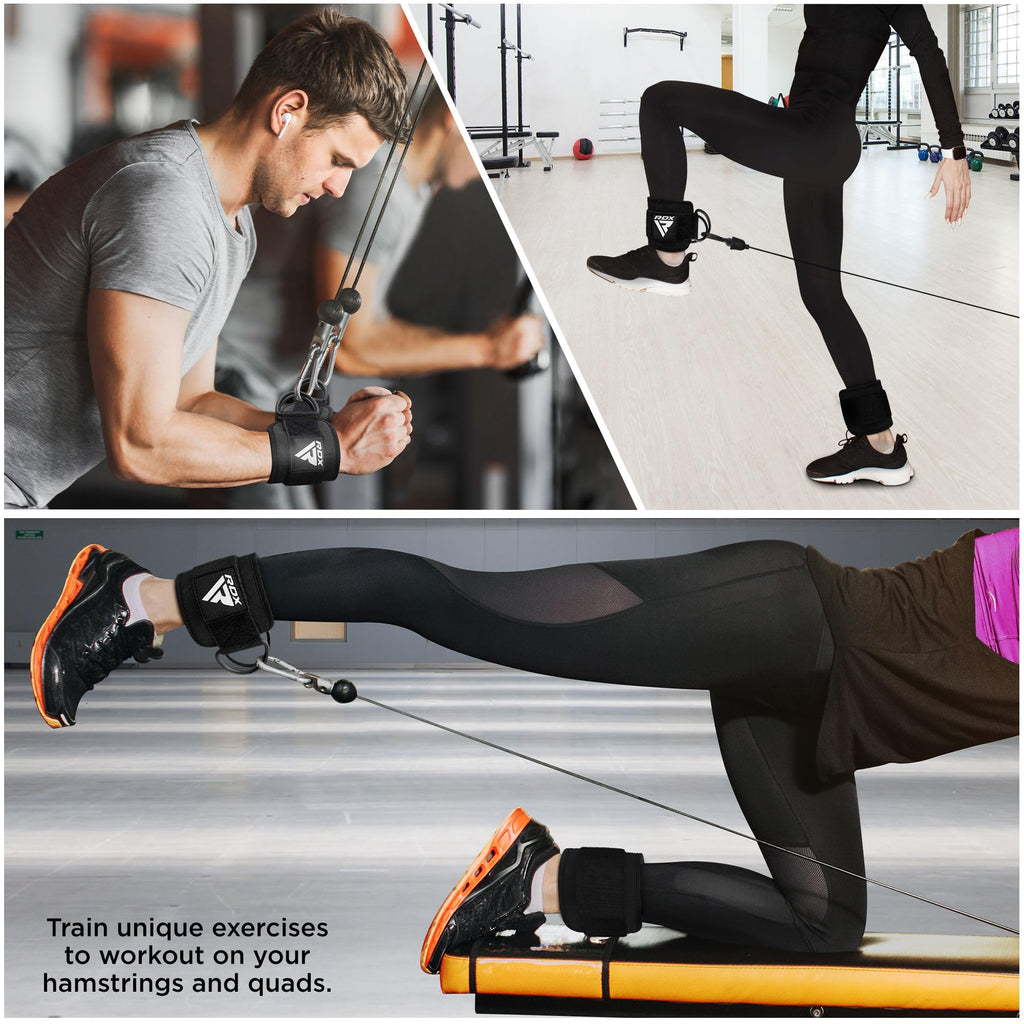 Rdx Ankle Straps For Cable Machines Resistance Bands Attachment, 7Mm Neoprene Padded 10   X4   , Gym Wrist Cuff Women Men Home F