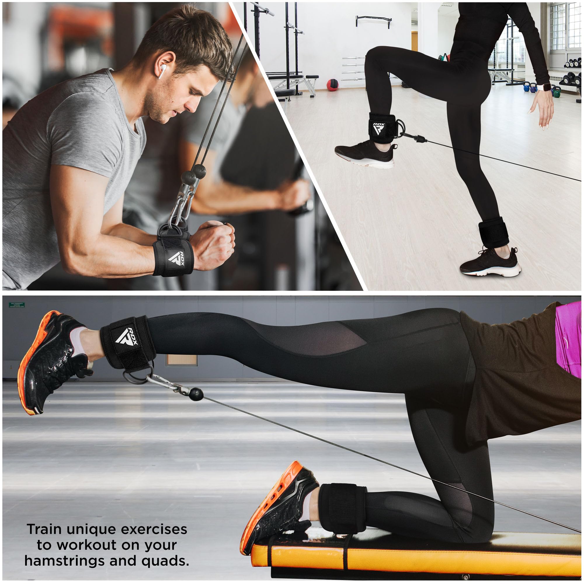 Rdx Ankle Straps For Cable Machines Resistance Bands Attachment, 7Mm Neoprene Padded 10Ax4A, Gym Wrist Cuff Women Men Home Fitne