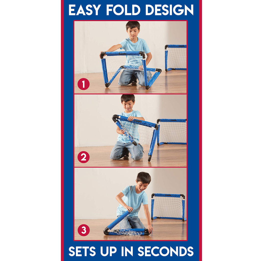 Franklin Sports Indoor Mini Goal Sports Set - 3 In 1 Kids Indoor Goal Set - Indoor Mini Floor Hockey, Knee Hockey, And Mini Socc