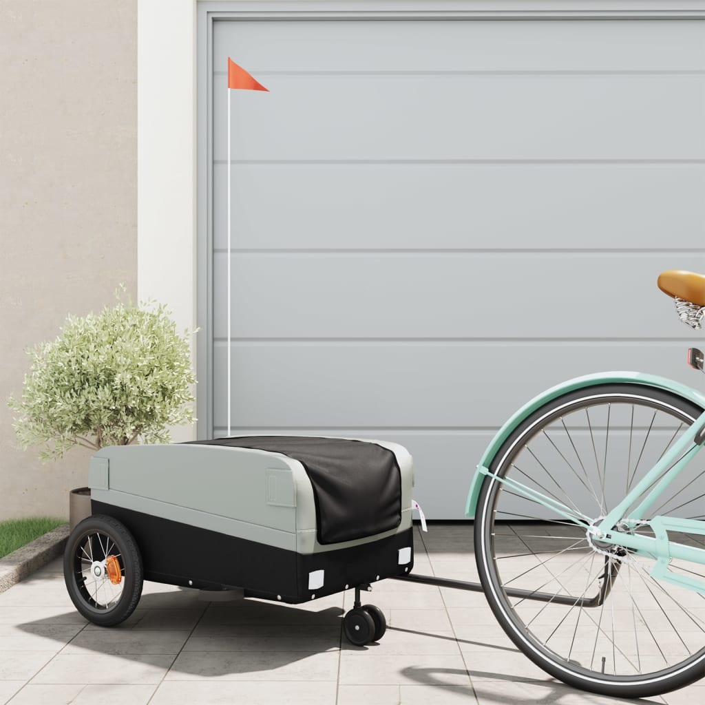 Vidaxl Bike Trailer Black And Gray 66.1 Lb Iron