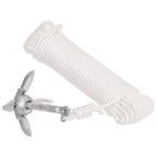 Vidaxl Folding Anchor With Rope Silver 1.5 Lb Malleable Iron