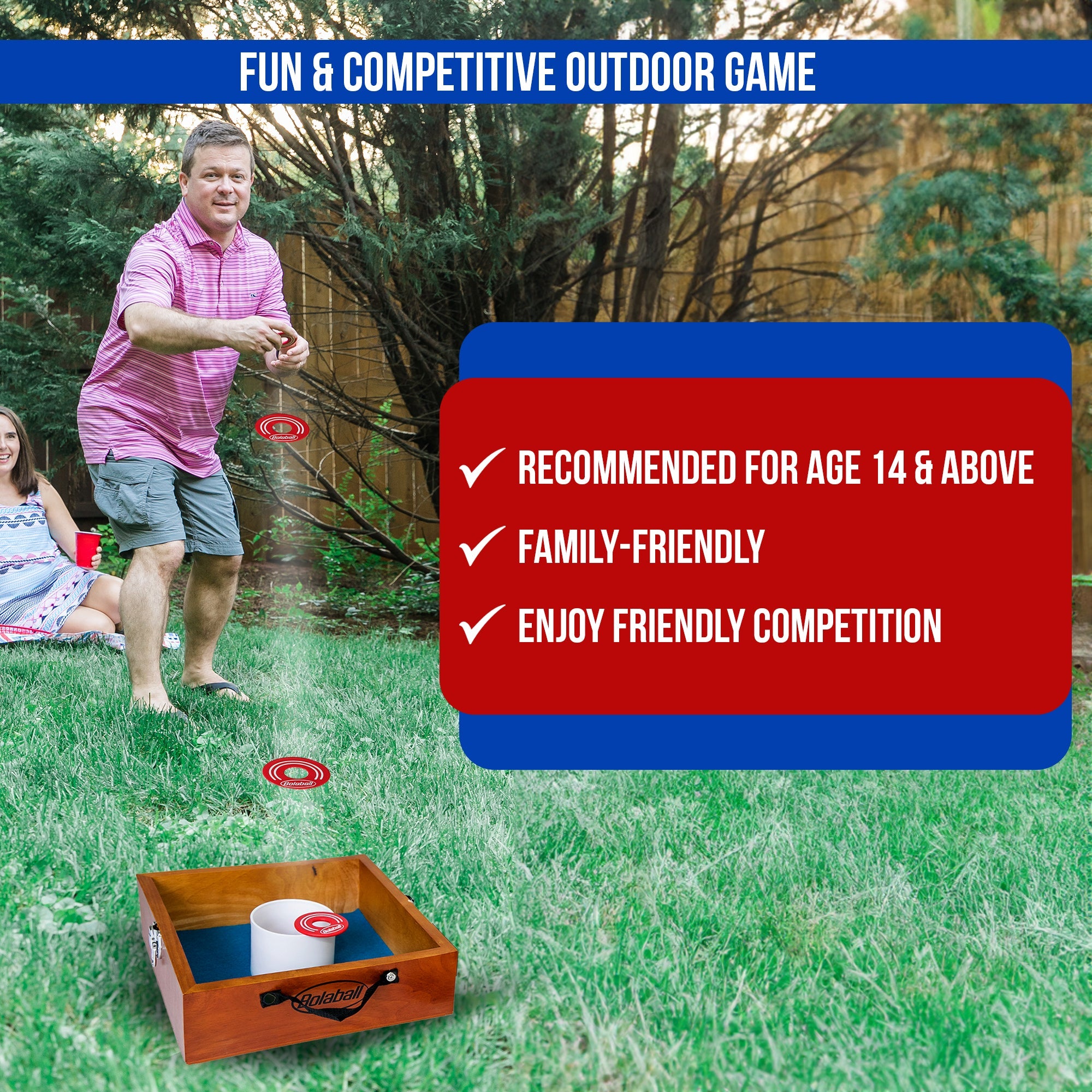 Washer Toss Game Outdoor Games Giant Yard & Lawn Games | Set of 2 Solid Wood Targets and 2.5-inch Washers Toss Rings| Bulls-Eye Pitching Board|