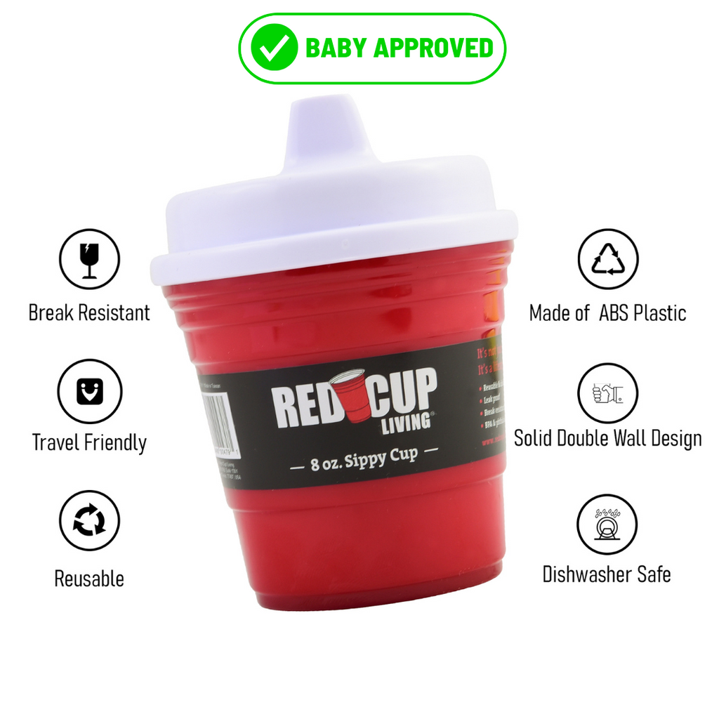 RedCupLiving 8oz Unbreakable Toddler Sippy Cup, BPA-Free, Leak-Proof, 2-Pack