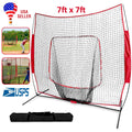7x7ft Baseball Softball Teeball Practice Net Batting Hitting Pitching Training Net w/ Bow Frame Carrying Bag for Solo Team Train