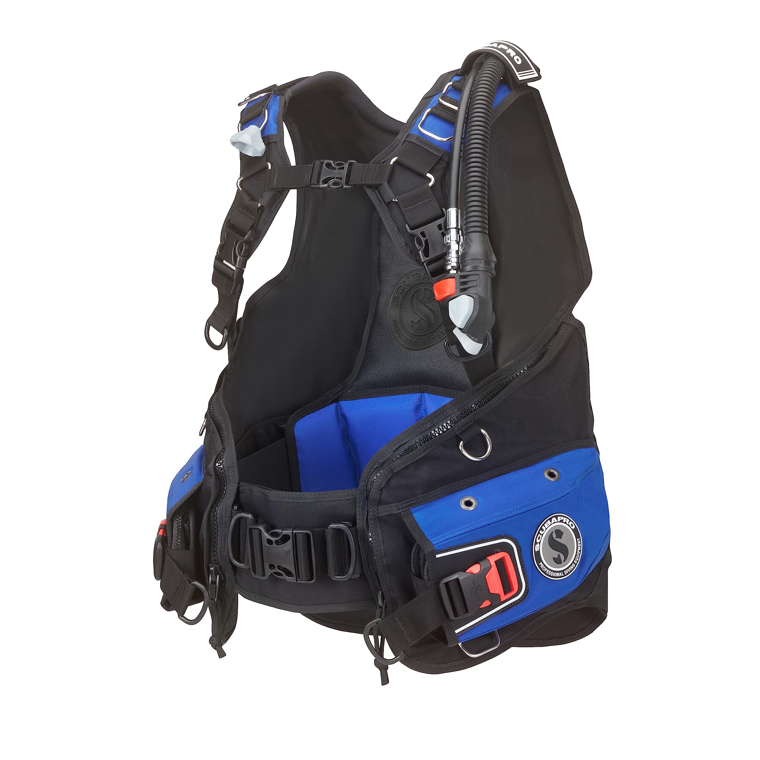 SCUBAPRO Glide Front Adjustable Scuba Diving BCD with Balanced Power Inflator for Recreational Diving, L, Blue