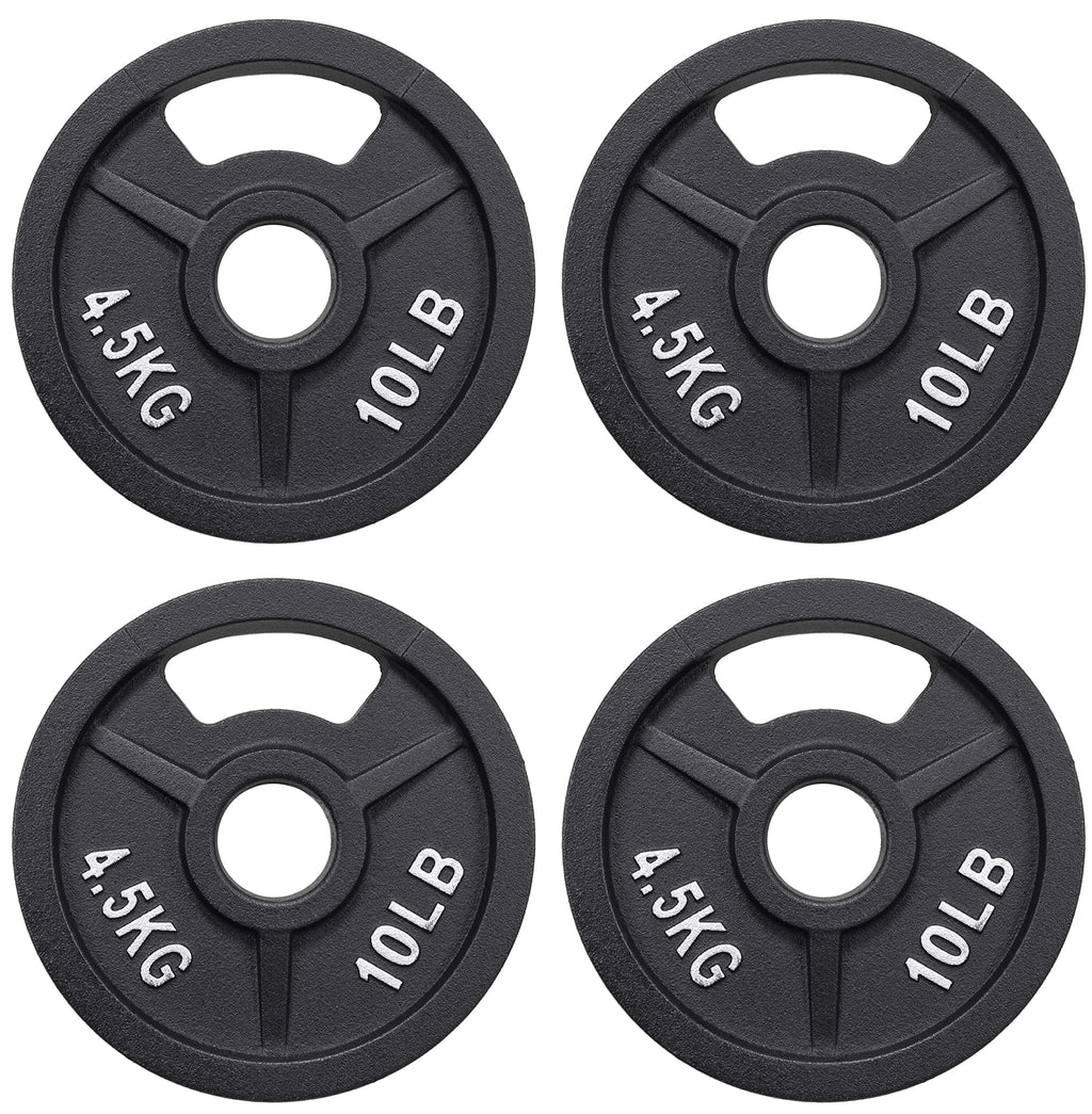 Fitvids Olympic Cast Iron 2-Inch Weight Plate for Strength Training & Weightlifting, 10 LB Set of 4