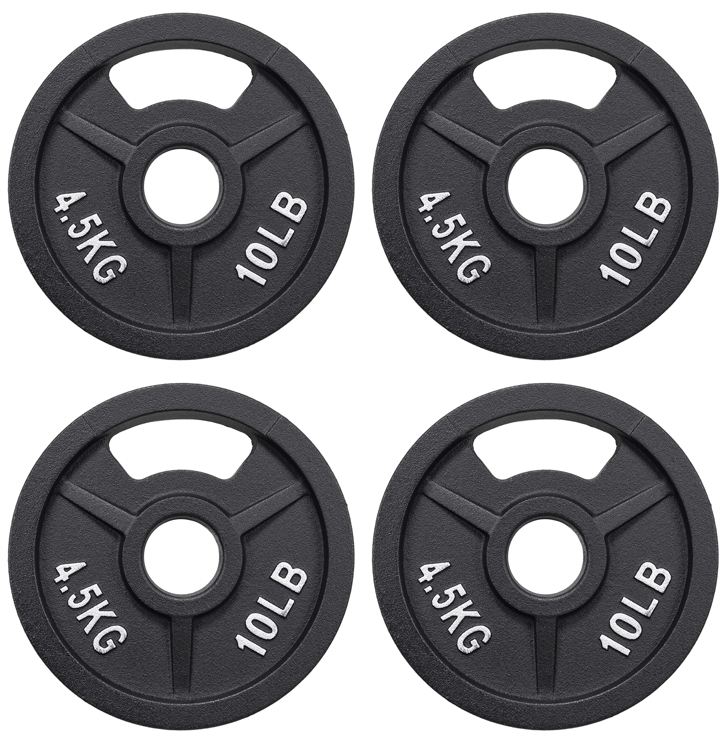 Fitvids Olympic Cast Iron 2-Inch Weight Plate for Strength Training & Weightlifting, 10 LB Set of 4