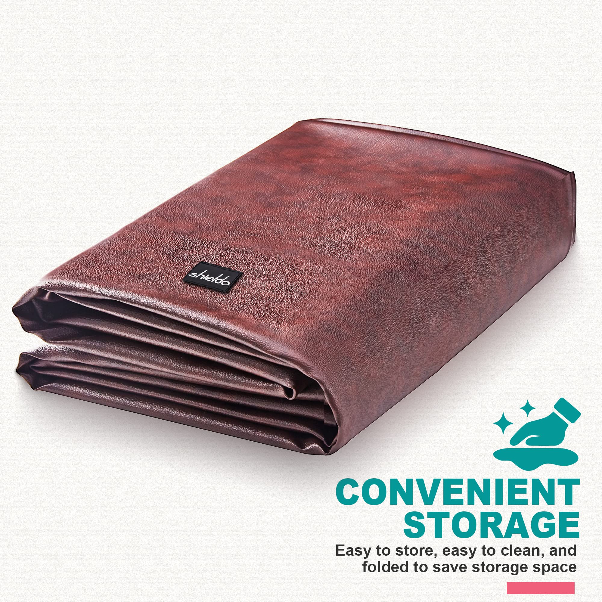 Shieldo Heavy Duty Leatherette Billiard Pool Table Cover,Waterproof&Tearproof Cover For Pool Table,7/8/9 Foot Fitted(8Ft/Brown)