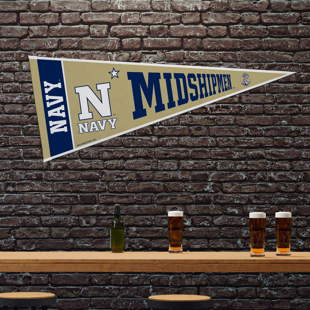 Rico Industries Ncaa Naval Academy Midshipmen Exclusive 12'' X 30'' Felt Wall D  Cor Pennant - Great For Home/Bed Room/Man Cave