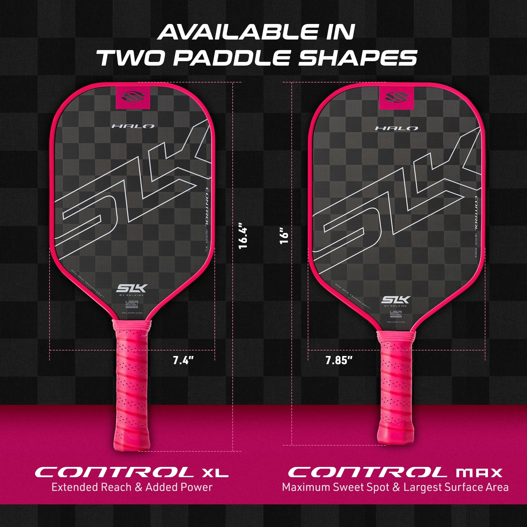 Selkirk Sport Slk Halo Control Xl Pickleball Paddle | Raw Carbon Fiber Pickleball Paddles With A Rev-Core Power Polymer Core | D
