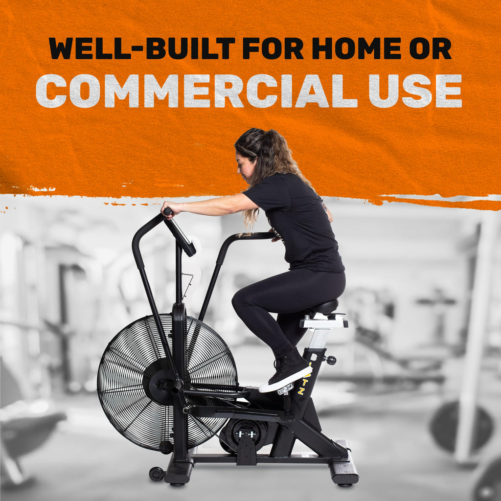 Bells Of Steel Stationary Blitz Air Bike Exercise Bike - Belt Driven Stationary Bike With Phone And Bottle Holder For Commercial