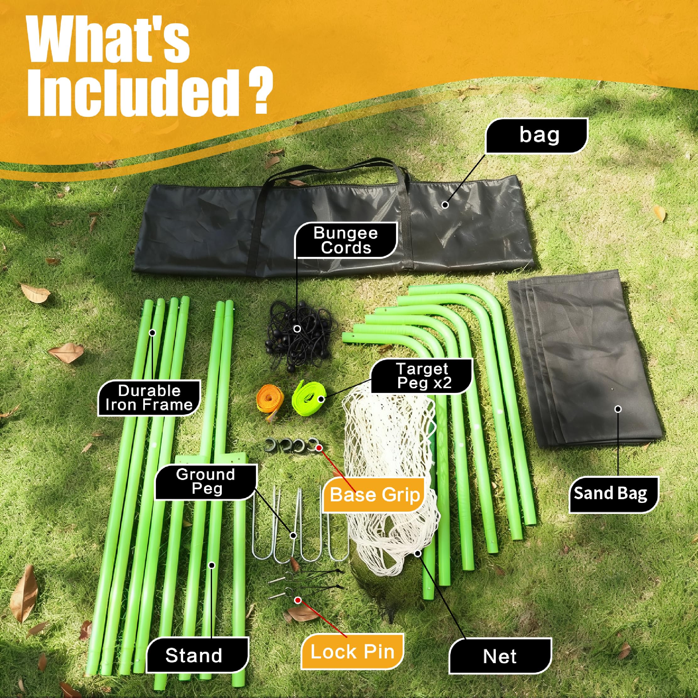 Volleyball Rebounder Net 7x4 Ft, 5-Angle Adjustable Rebounder Net with 2 Target Stripes & Portable Travel Bag, Durable Bounce Ba