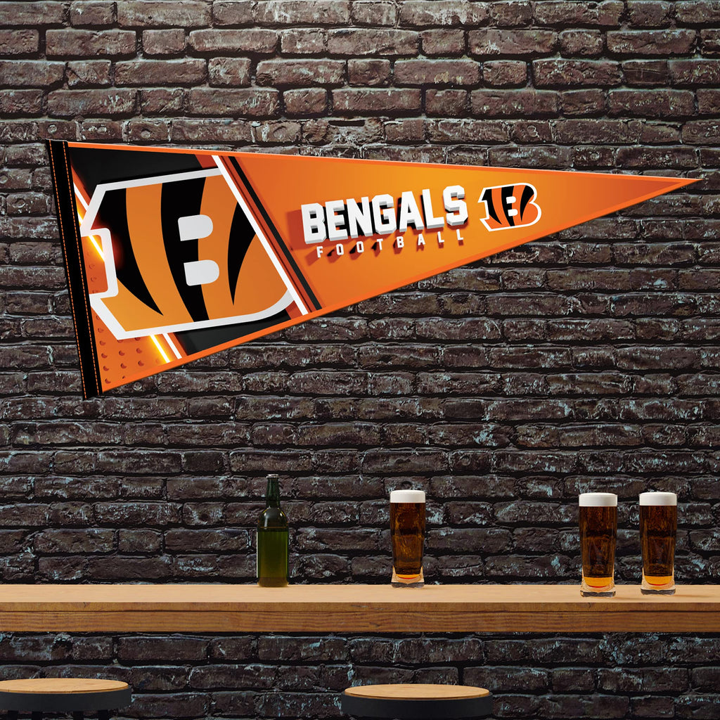 Rico Industries Nfl Football Cincinnati Bengals Primary 12'' X 30'' Felt Wall D  Cor Pennant - Great For Home/Bed Room/Man Cave