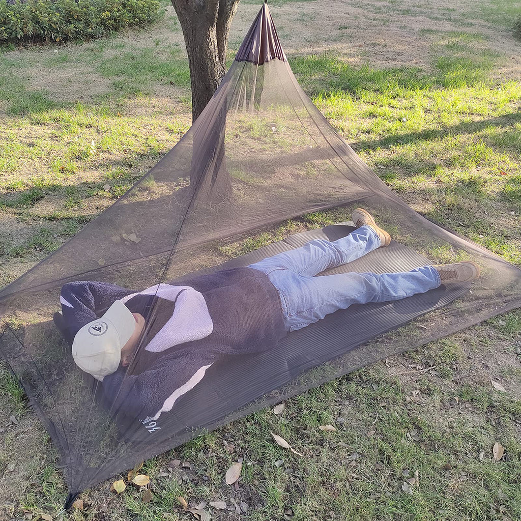 Aventik Edsrdluz 400 Fine Meshes Triangular Outdoor Camping Mosquito Net For Camping Bed Compact, Bug Net With Carry Bag 87'' X