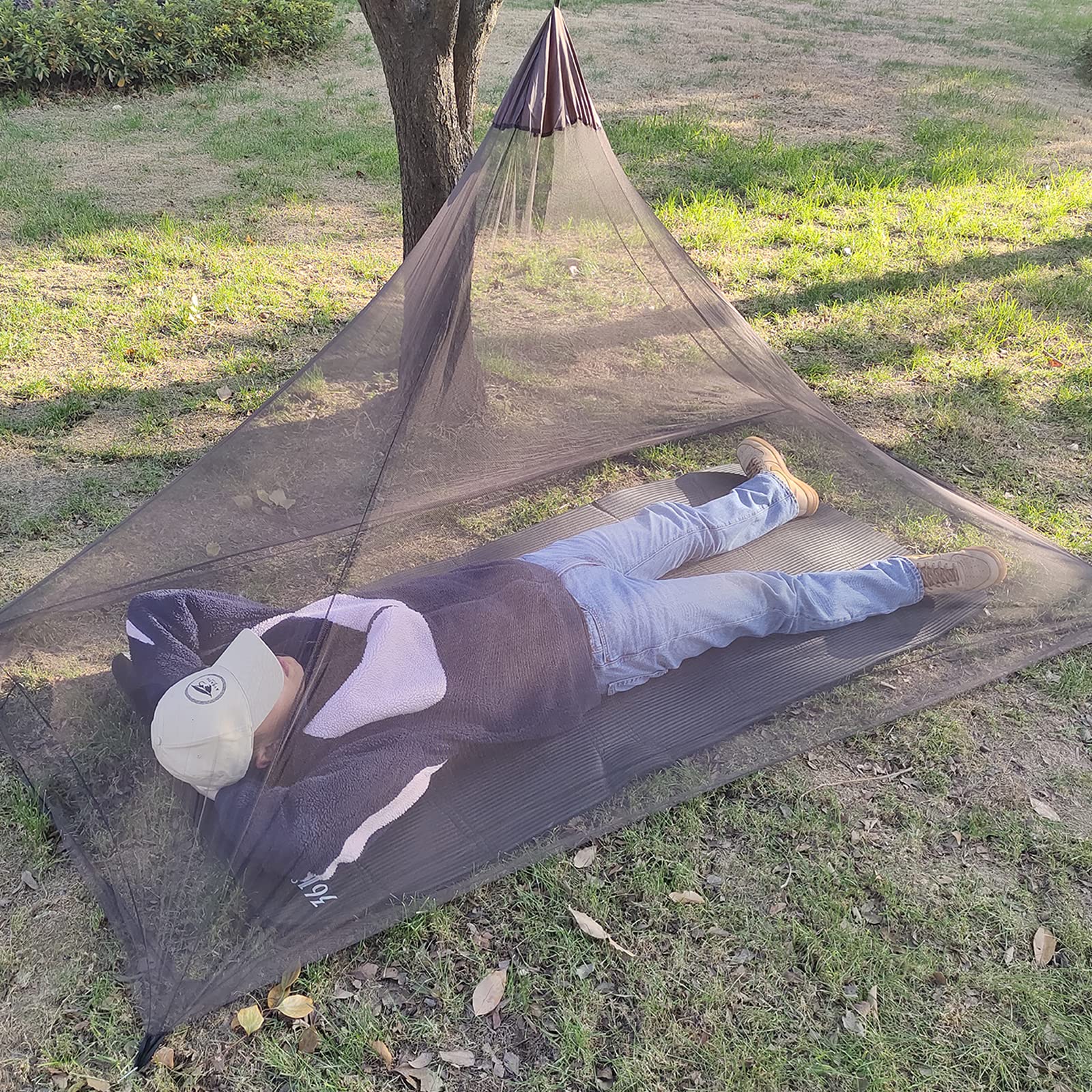 Aventik Edsrdluz 400 Fine Meshes Triangular Outdoor Camping Mosquito Net For Camping Bed Compact, Bug Net With Carry Bag 87'' X