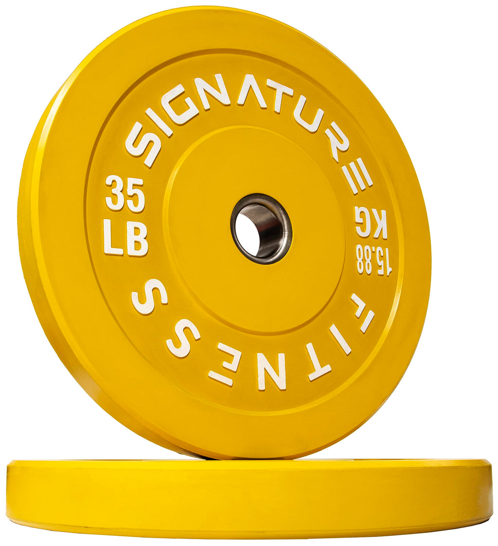 Fitvids 2'' Olympic Bumper Plate Weight Plates With Steel Hub, 35Lb, Pair