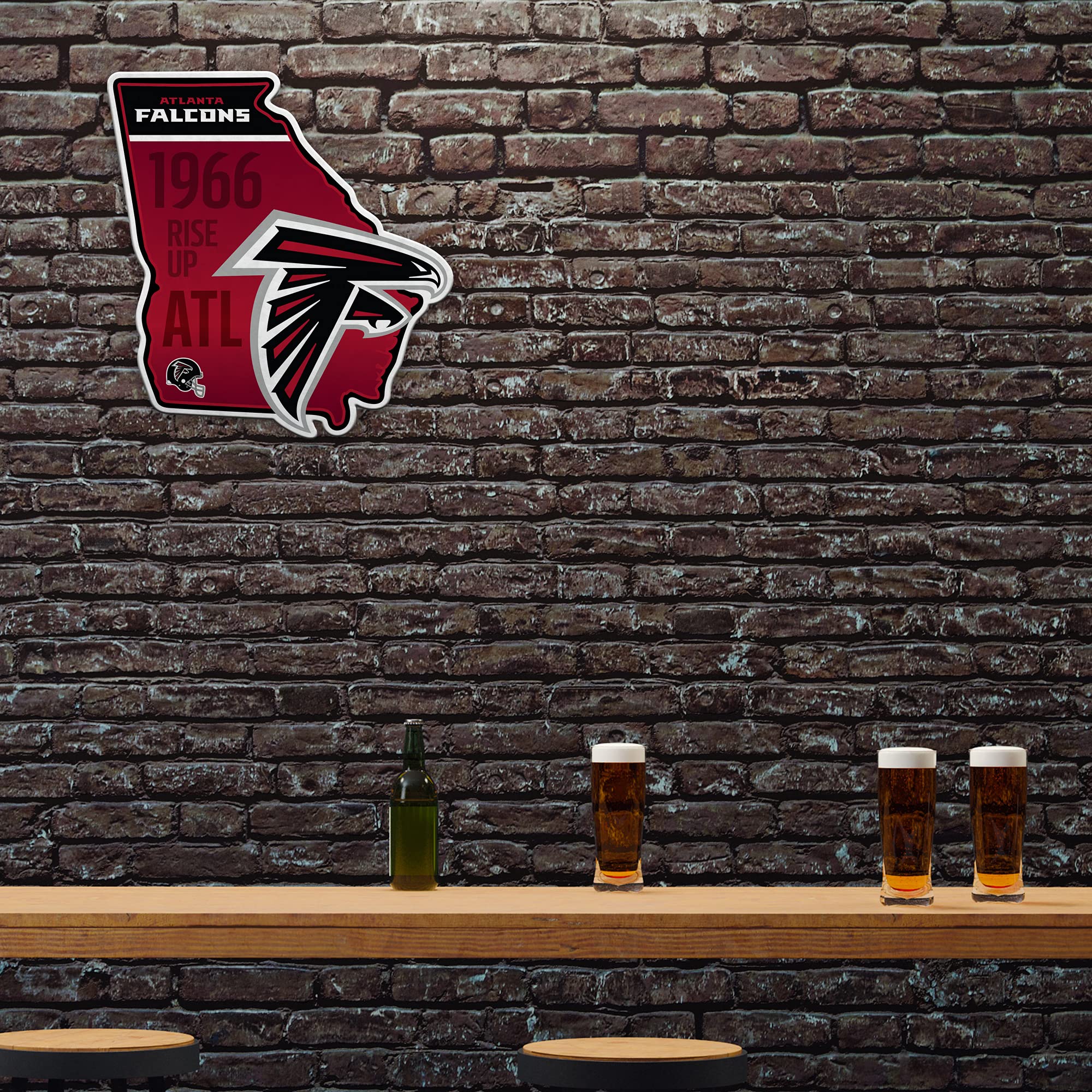 Rico Industries Nfl Atlanta Falcons State Shape Shape Cut Pennant - Home And Living Room D  Cor - Soft Felt Ez To Hang 18X0.10X1