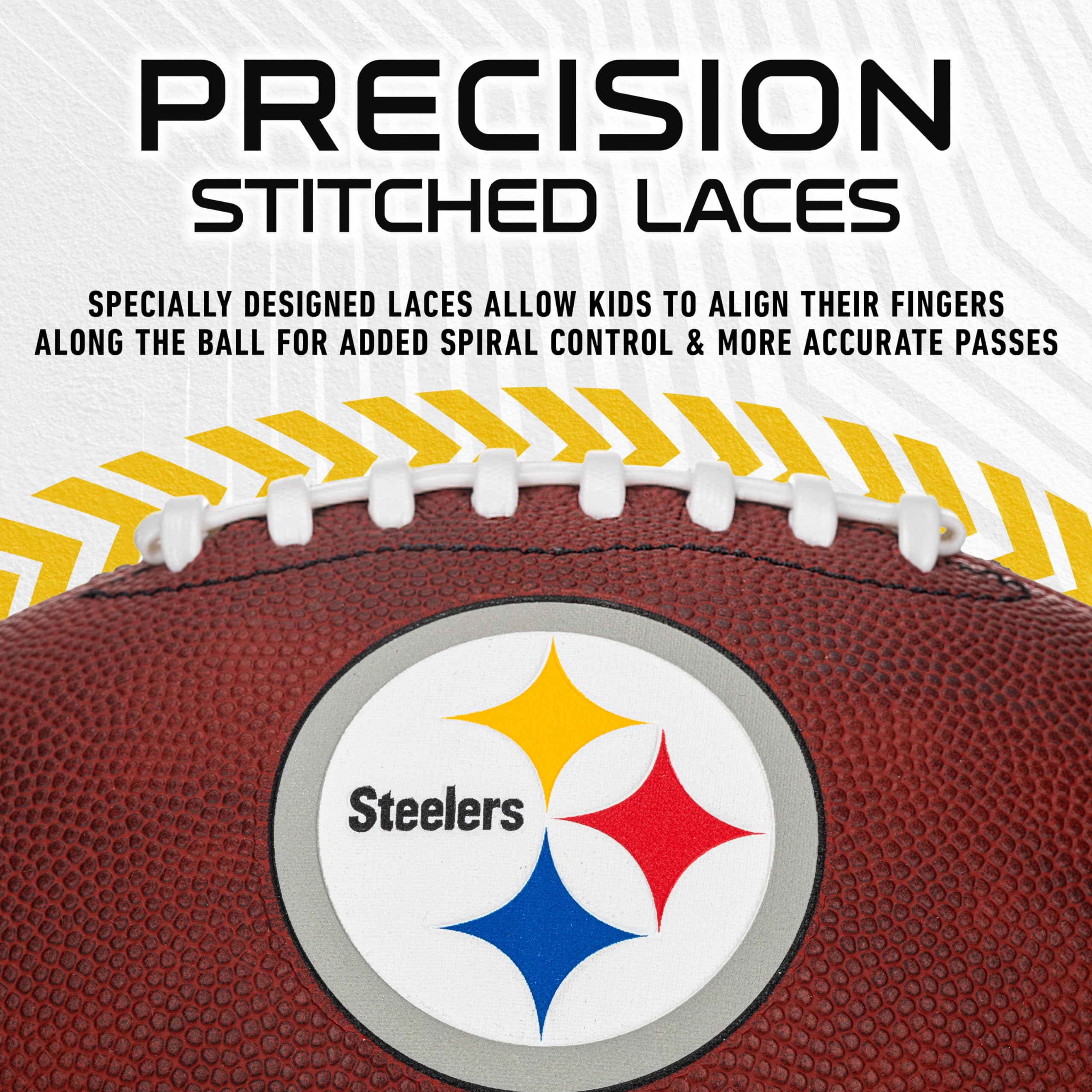 Franklin Sports Nfl Pittsburgh Steelers Football - Youth Junior Size Football For Kids - Official Nfl Team Logo + Colors Youth B