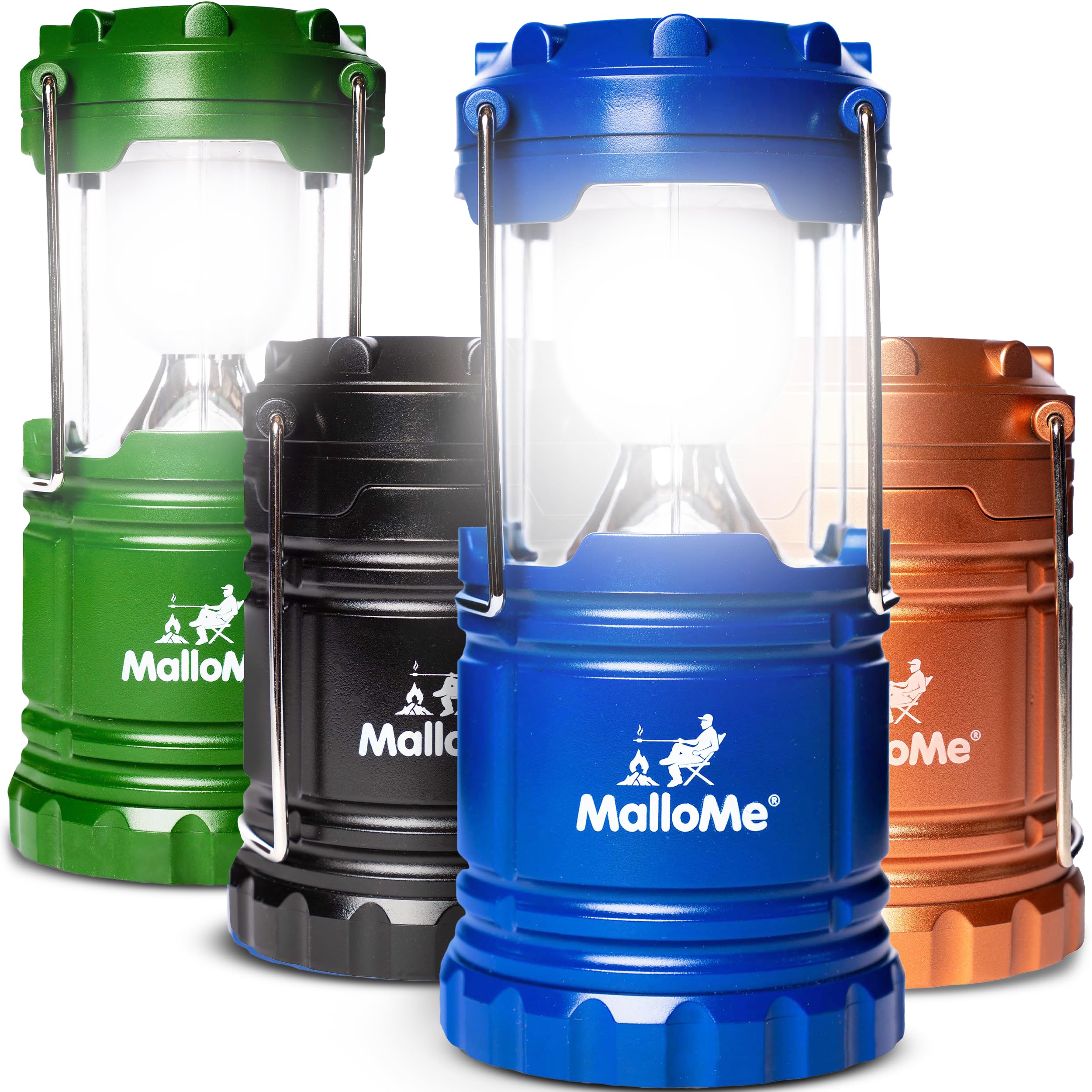 MalloMe Camping Lantern Multicolor 4 Pack Lanterns for Power Outages, Camping Lights for Tent Hanging, Camp Light Tent Lamp Emer