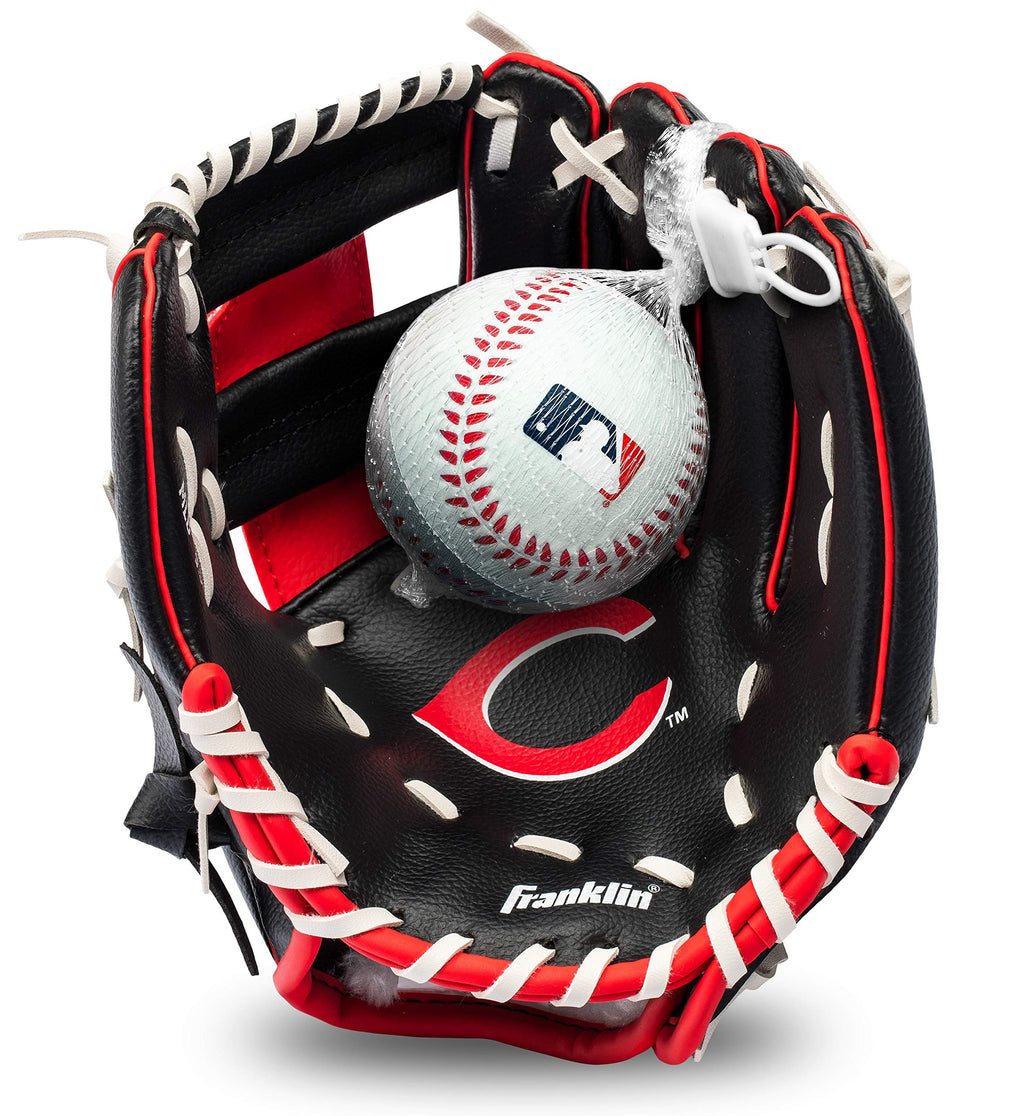 Franklin Sports Mlb Youth Teeball Glove And Ball Set - Kids Cincinnati Reds Baseball And Teeball Glove And Ball - Perfect First
