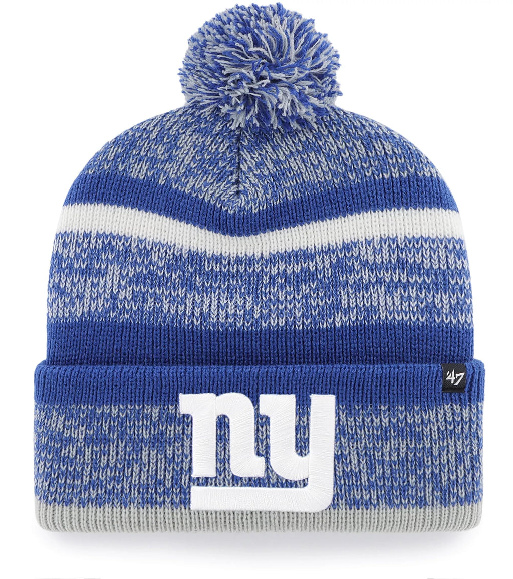 47 New York Giants Royal Cuff Northward Beanie Hat With Pom - Nfl Ny Cuffed Winter Knit Toque Cap
