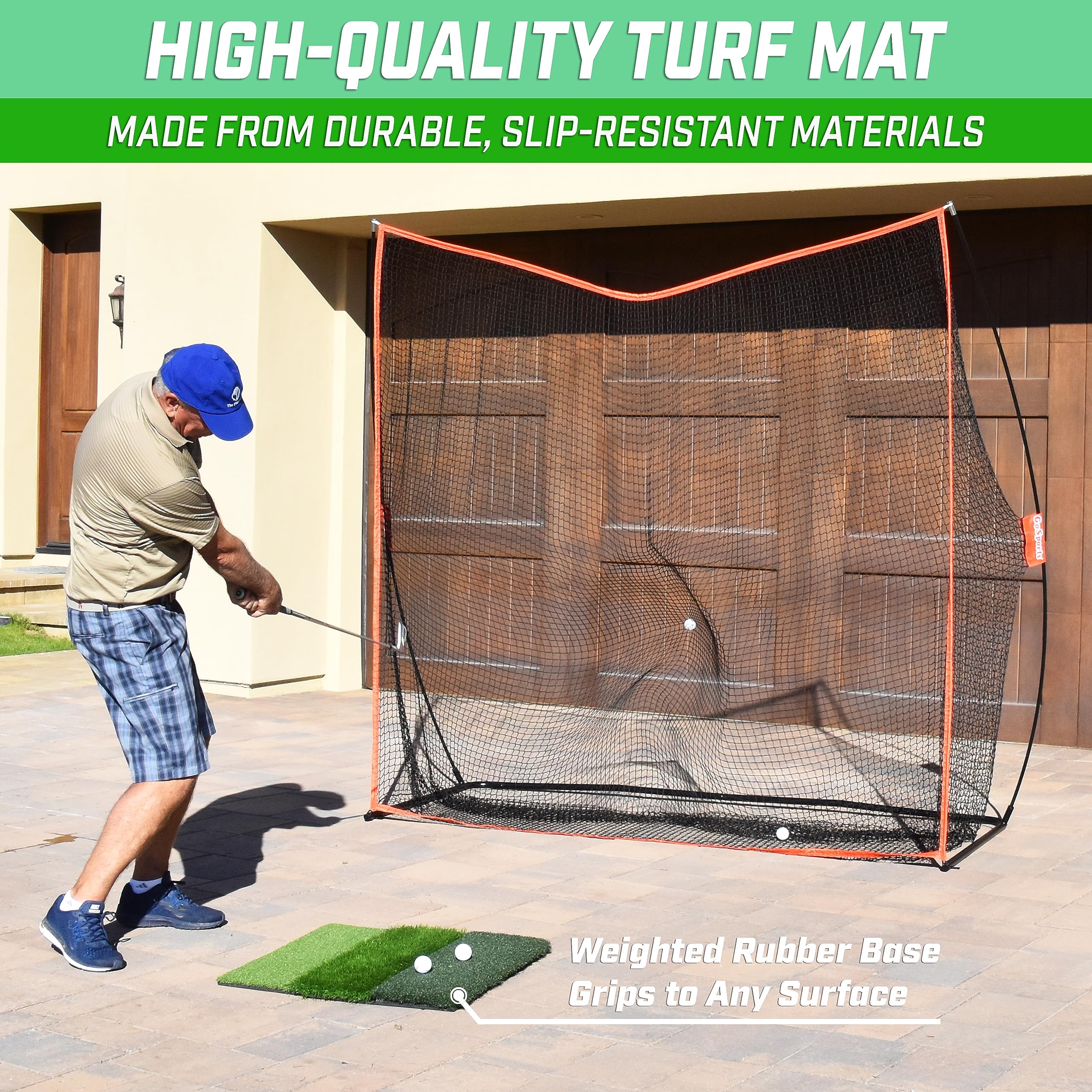 Gosports Tri-Turf Xl Golf Practice Hitting Mat - Huge 24 Inch X 24 Inch For Optimal Practice
