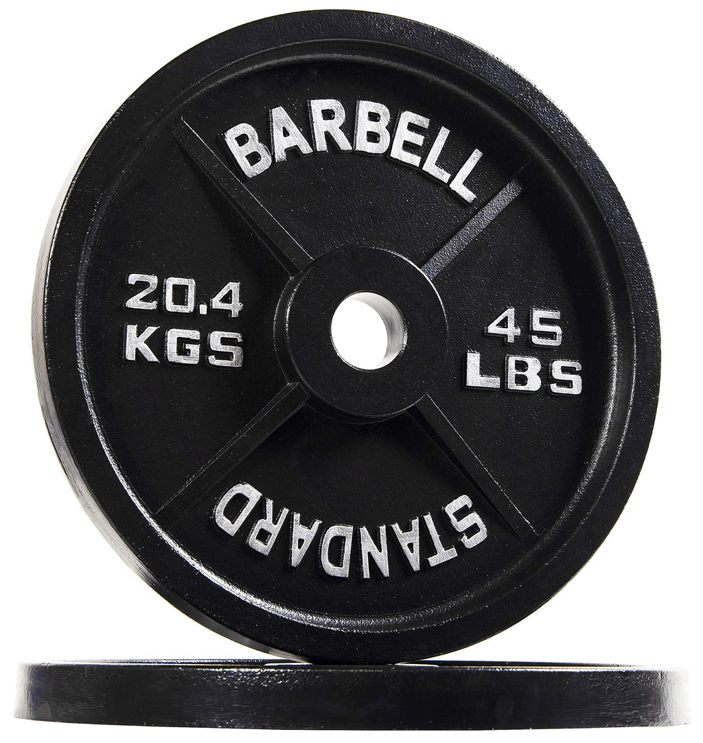 Balancefrom Cast Iron Plate Weight Plate For Strength Training And Weightlifting, Olympic Size, 2-Inch Center, 45Lb Pair