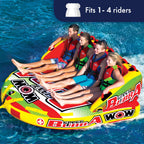Wow Sports - Giant Bubba Towable Tube For Boating - 1-4 Person 680 Lbs Capacity - Inflatable Boat Tube For Water Sports - Youth