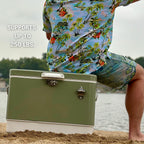 FSE Retro Metal Cooler, 80 Can/54 Qt. Capacity, Hard-Sided, Two Tone, Holds Up to 80 Beverage Cans, Metal Construction with Plas