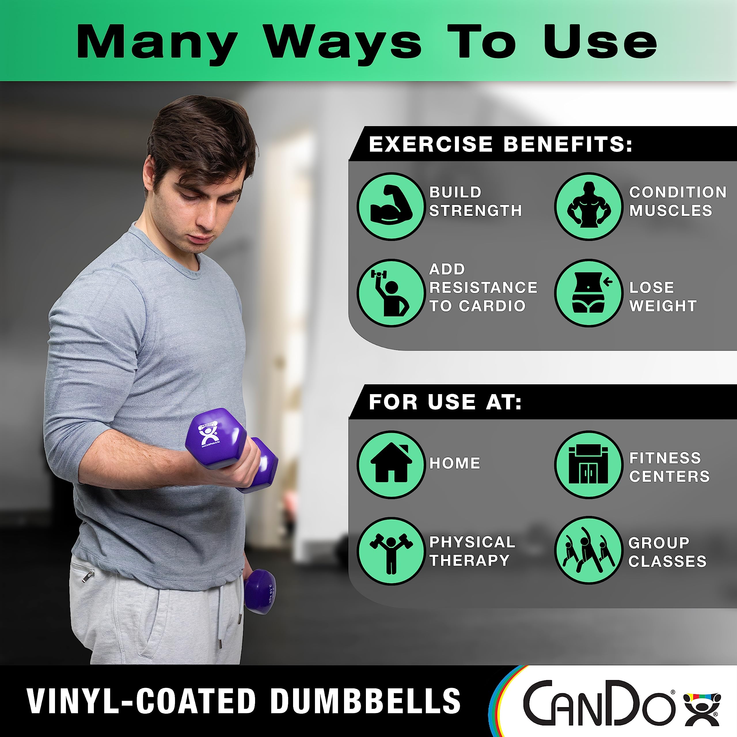 Cando Vinyl Coated Dumbbells Pair Pink 1 Lb 2Pc Handheld Weights For Muscle Training And Workouts, Color Coded Anti-Roll Home Gy