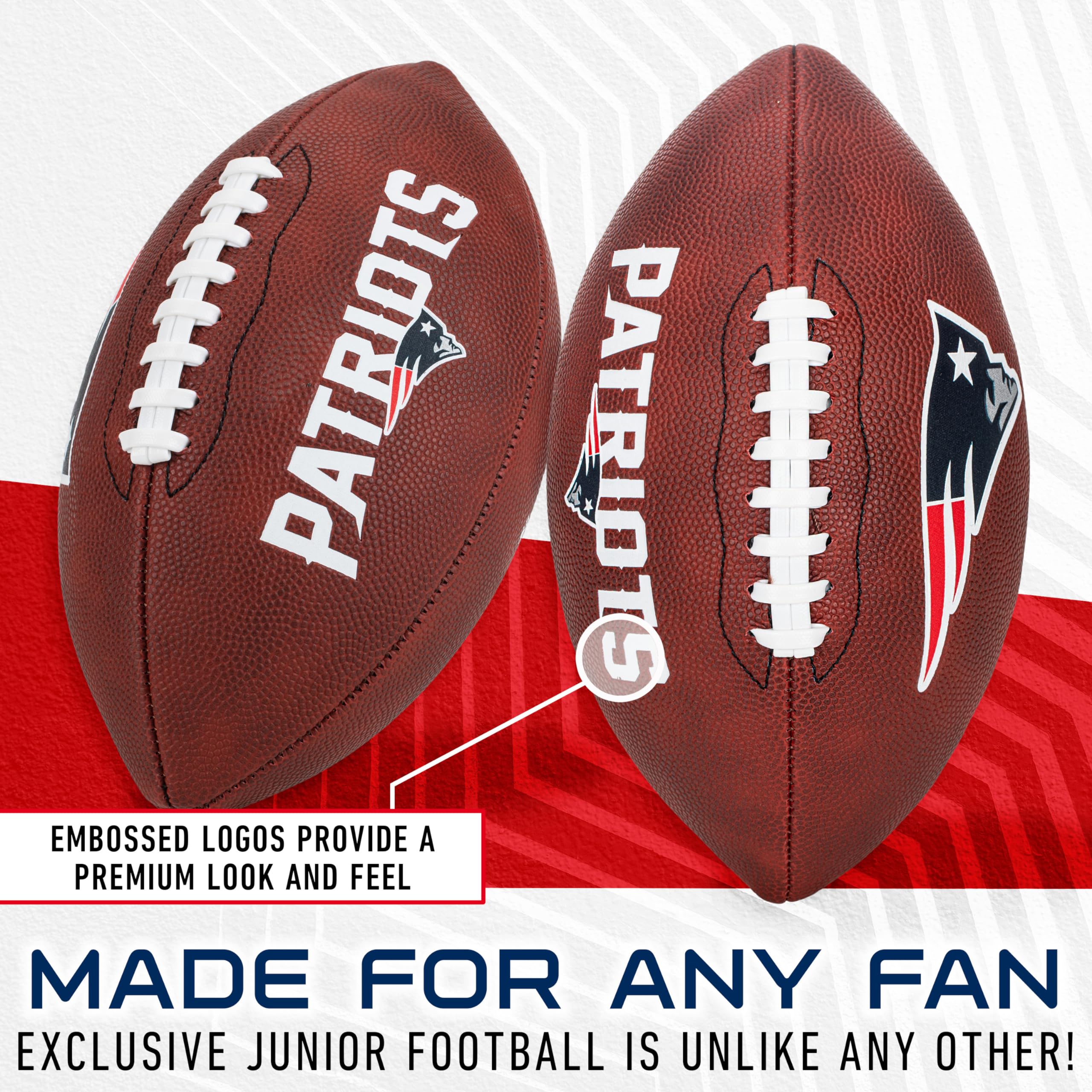 Franklin Sports Nfl New England Patriots Football - Youth Junior Size Football For Kids - Official Nfl Team Logo + Colors Youth