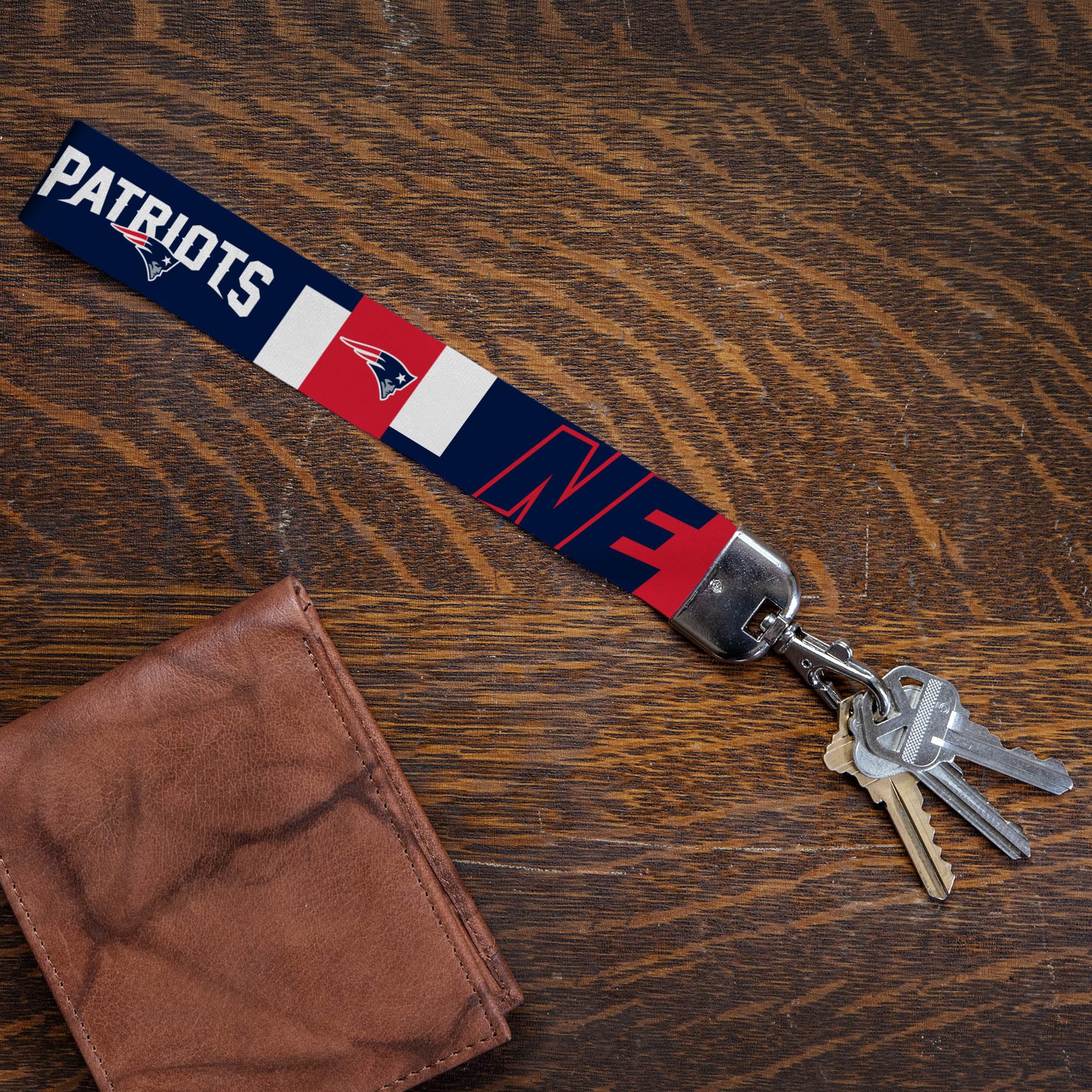 Rico Industries Nfl Football New England Patriots Standard Wrist Lanyard Key Chain, Cute Wristlet Strap Keychain Holder For Wome