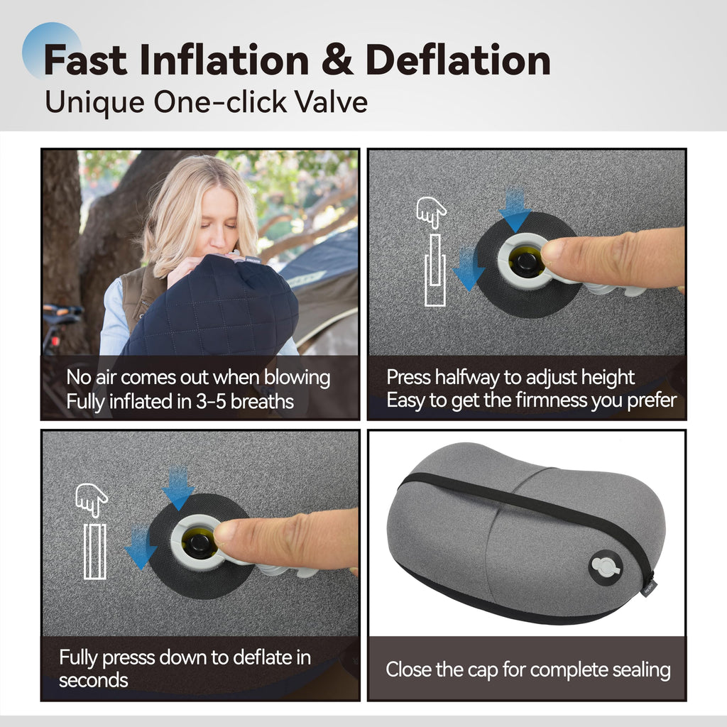 Marchway Ultralight Inflatable Camping Pillow With Soft Washable Cover, Compact Compressible Portable Travel Air Pillow For Outd