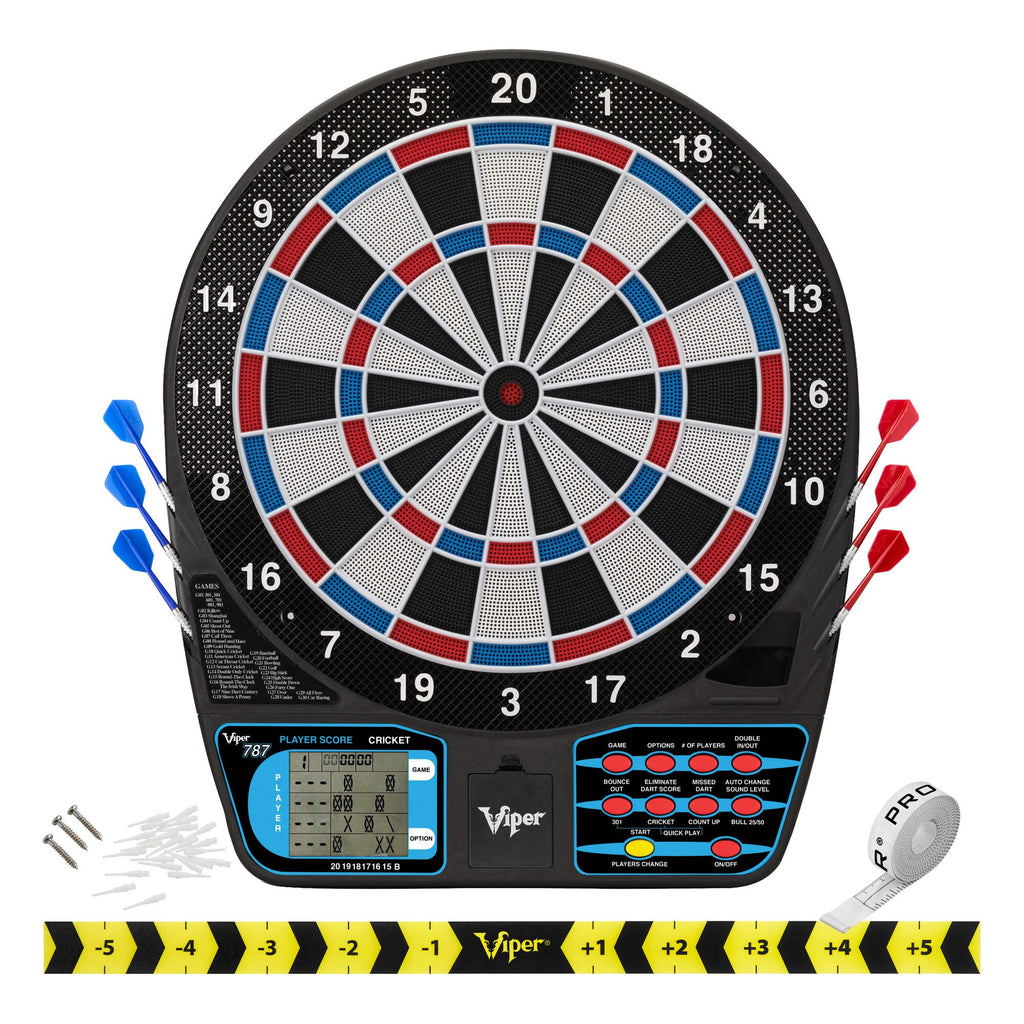 Viper 787 Electronic Dartboard, Ultra Thin Spider For Increased Scoring Area, Free Floating Segments, Locking Segment Holes For 