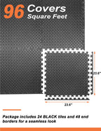 Innhom Gym Flooring Gym Mats Exercise Mat For Floor Workout Mat Foam Floor Tiles For Home Gym Equipment Garage, 24 Pieces Black