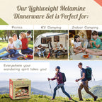 Melamine Plates & Bowls Set - 12-Piece Dish Set For Indoor & Outdoor Dining - Bpa Free, Top Shelf Dishwasher Suitable Dinnerware