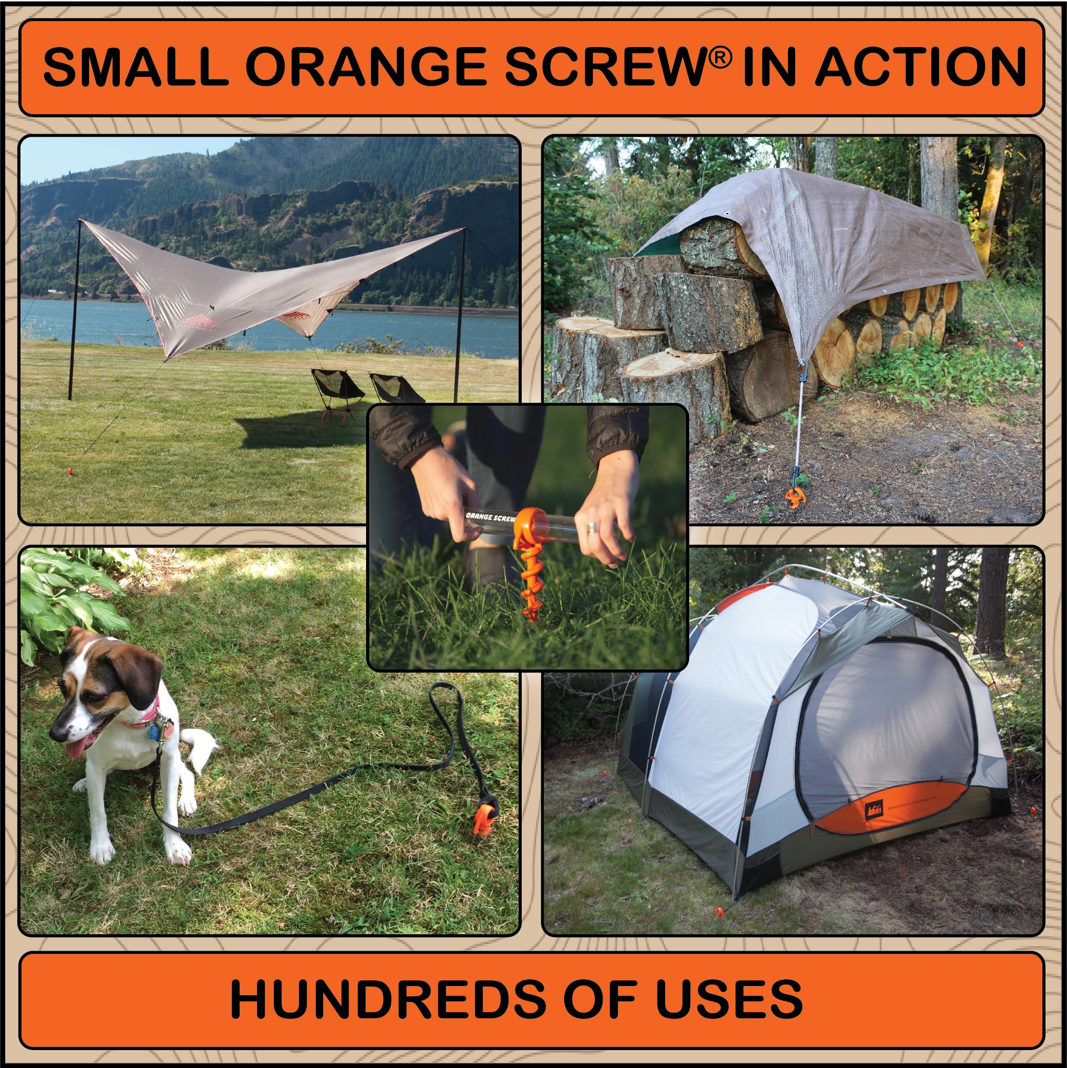 Orange Screw: The Ultimate Ground Anchor  Small Single Tent Stake  Made In Usa