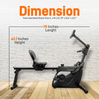 Serenelife 2-In-1 Rowing Machine & Bike - 8 Magnetic Resistance Levels, 264Lbs Capacity - Foldable & Portable Cardio Fitness Tra