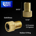 Bike Bits Brass Presta Valve Adapter - Convert Presta To Schrader - Inflate Tire Using Standard Bike Pump Or Air Compressor (4 P