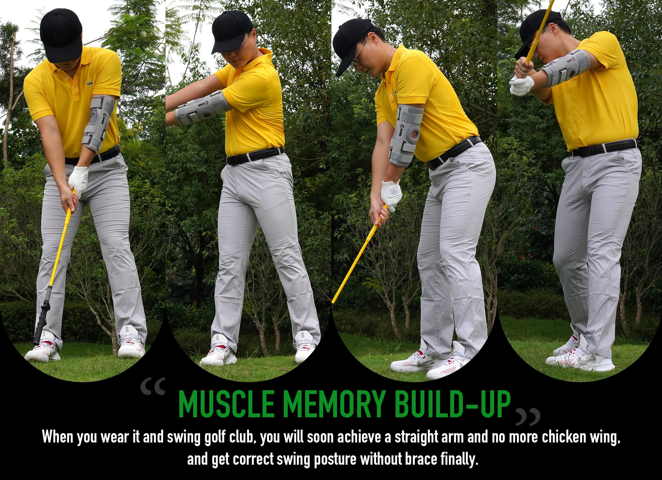 Gaiarena Golf Straight Arm Swing Aid For Junior Golfer Training, Build Up Muscle Memory & Say Goodbye To Golf Chicken Wing As Go