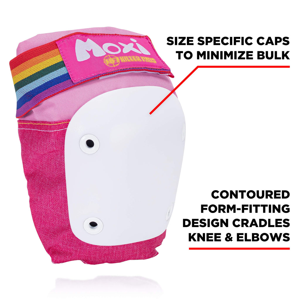 187 Killer Pads Moxi Skate Knee Pads, Elbow Pads, And Wrist Guards, Six Piece Pad Set, Pink, Large/X-Large