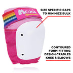 187 Killer Pads Moxi Skate Knee Pads, Elbow Pads, And Wrist Guards, Six Piece Pad Set, Pink, Large/X-Large