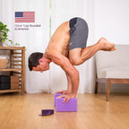 Clever Yoga Blocks 2 Pack With Strap - Extra Light Weight Sweat Repelling Foam Yoga Block Set With Cotton 8Ft Yoga Stretch Strap