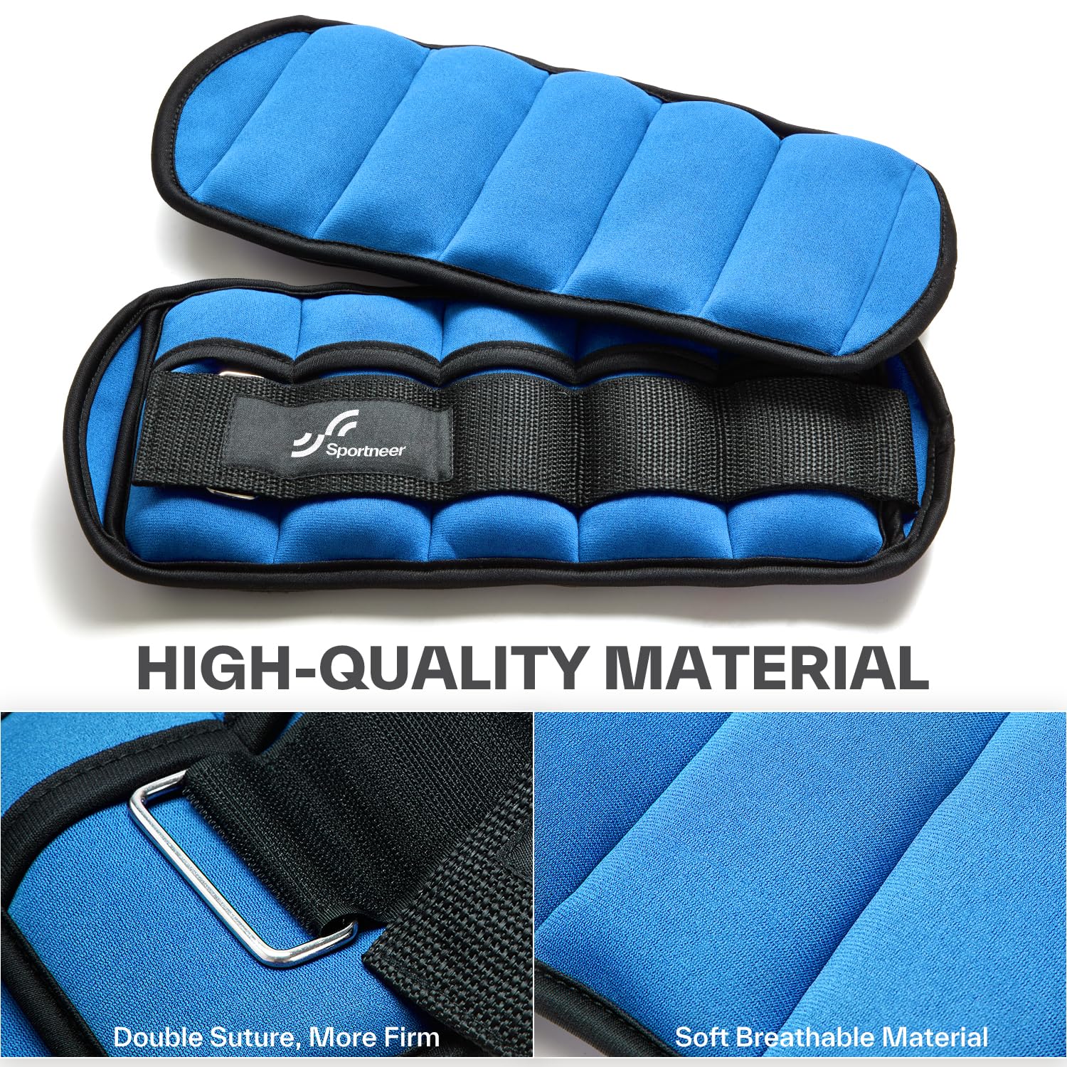 Sportneer Adjustable Ankle Weights Set - 1 Pair (2-10 lbs) Removable Sandbags for Women & Men, Comfortable Neoprene Leg Weights