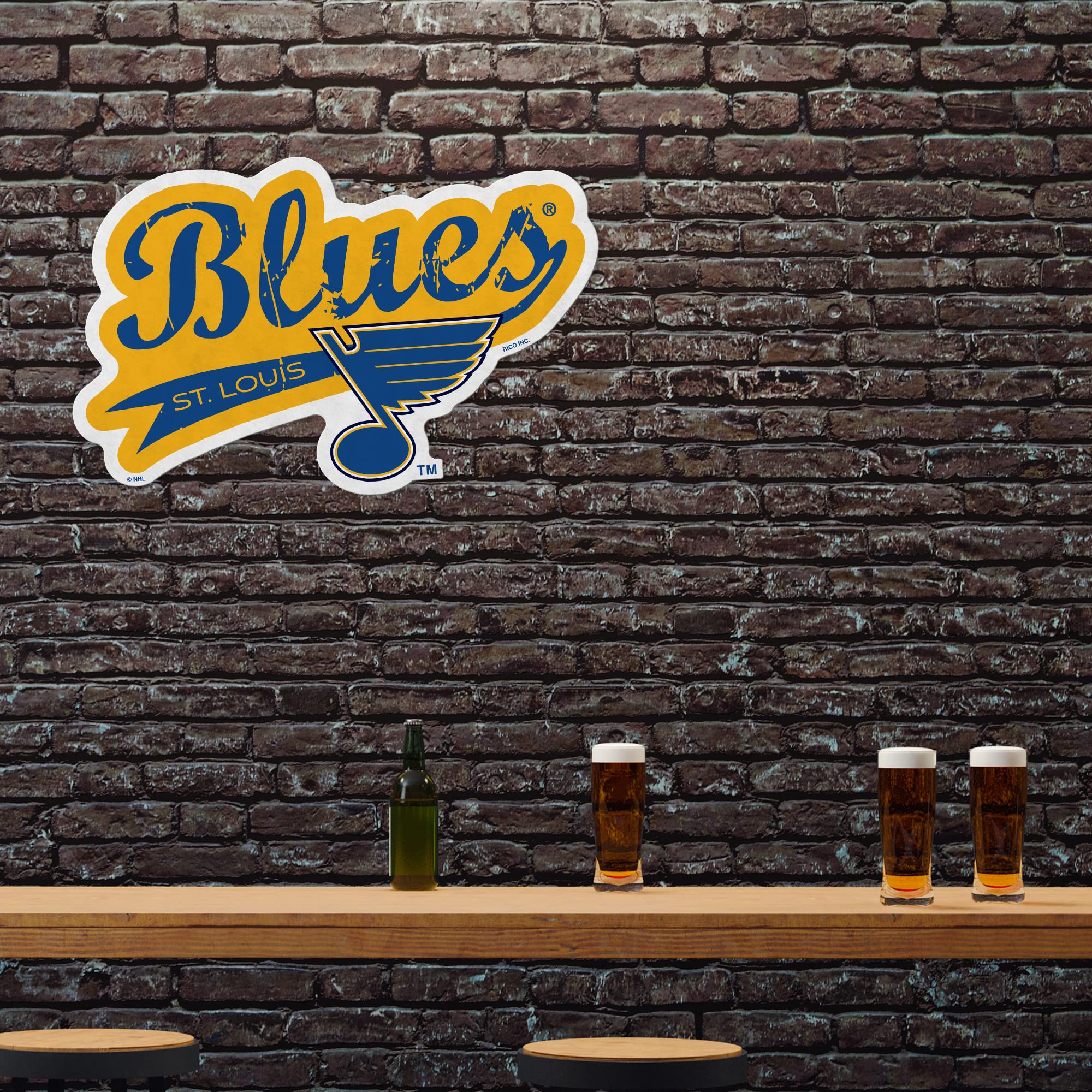 Rico Industries Nhl Hockey St. Louis Blues Distressed Shape Cut Pennant - Home And Living Room D  Cor - Soft Felt Ez To Hang
