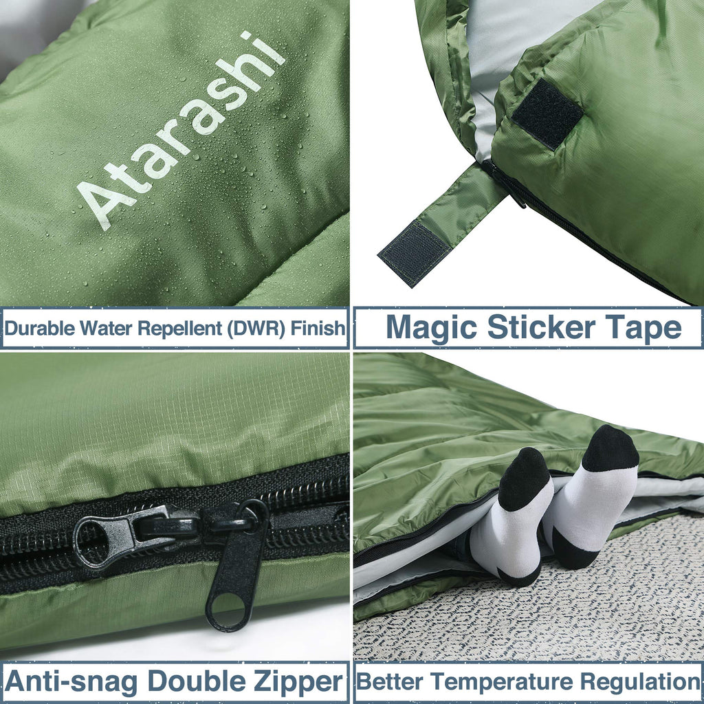 Atarashi Wide Sleeping Bags For Adults, Mens Sleeping Bags For Camping, Hiking And Outdoors, 3-4 Seasons Warm Cold Weather, Ligh