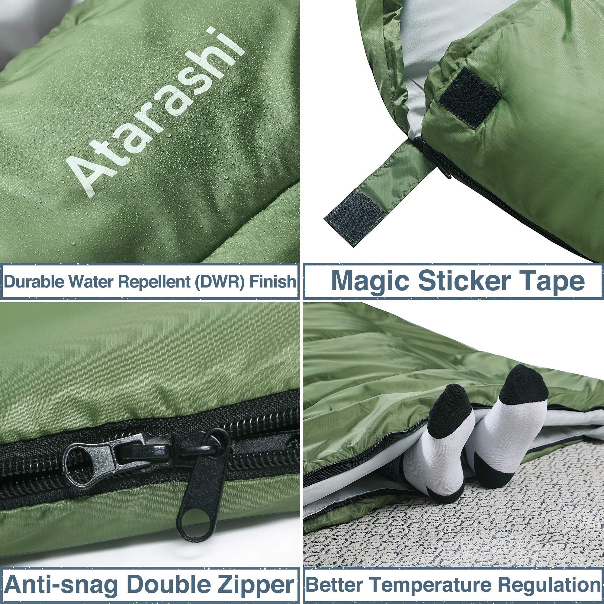 Atarashi Wide Sleeping Bags For Adults, Mens Sleeping Bags For Camping, Hiking And Outdoors, 3-4 Seasons Warm Cold Weather, Ligh