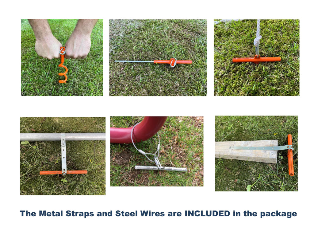 In-N-Out Spiral Ground Anchors - Heavy Duty Screw In Ground Stakes - Corkscrew Earth Anchor Kits- For Canopies, Soccer Goals, Tr
