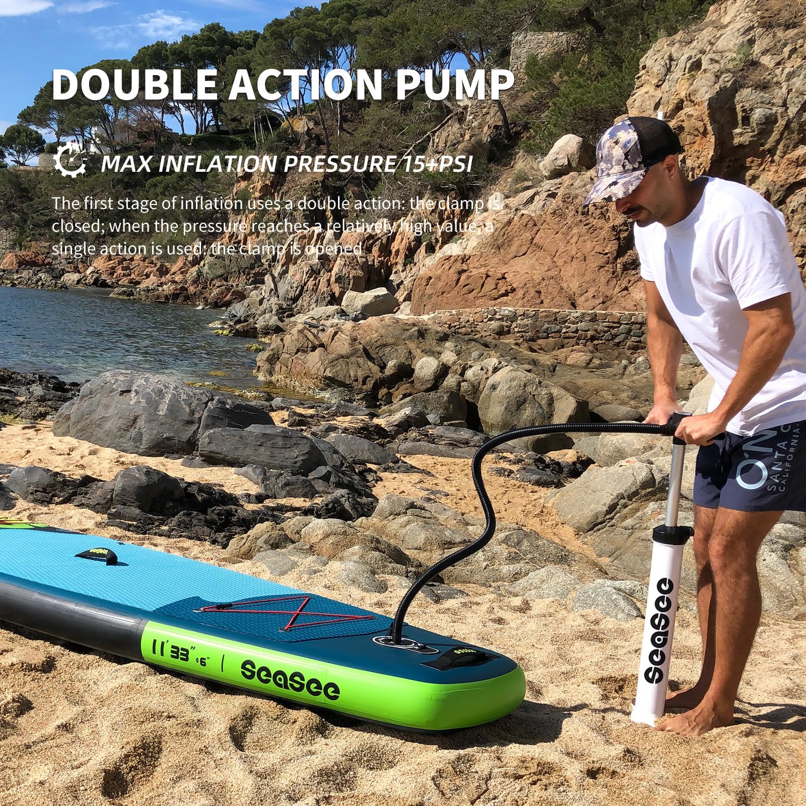 Seaseesup Inflatable Paddle Board Stand Up Paddleboards, 11 Paddle Boards For Adults With Sup Accessories, Double Action Pump, I