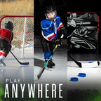 Franklin Sports Ice Hockey Pucks - Blue Rubber Pucks For Ice Hockey - Official Size + Weight - Perfect For Rinks + Synthetic Pad